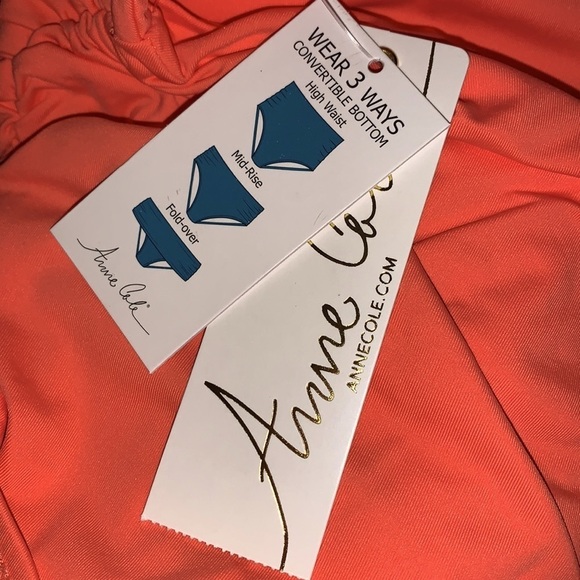 Ann Cole NWT size 24W 3X plus size high waist bikini swim bottoms coral juicy - Picture 3 of 5